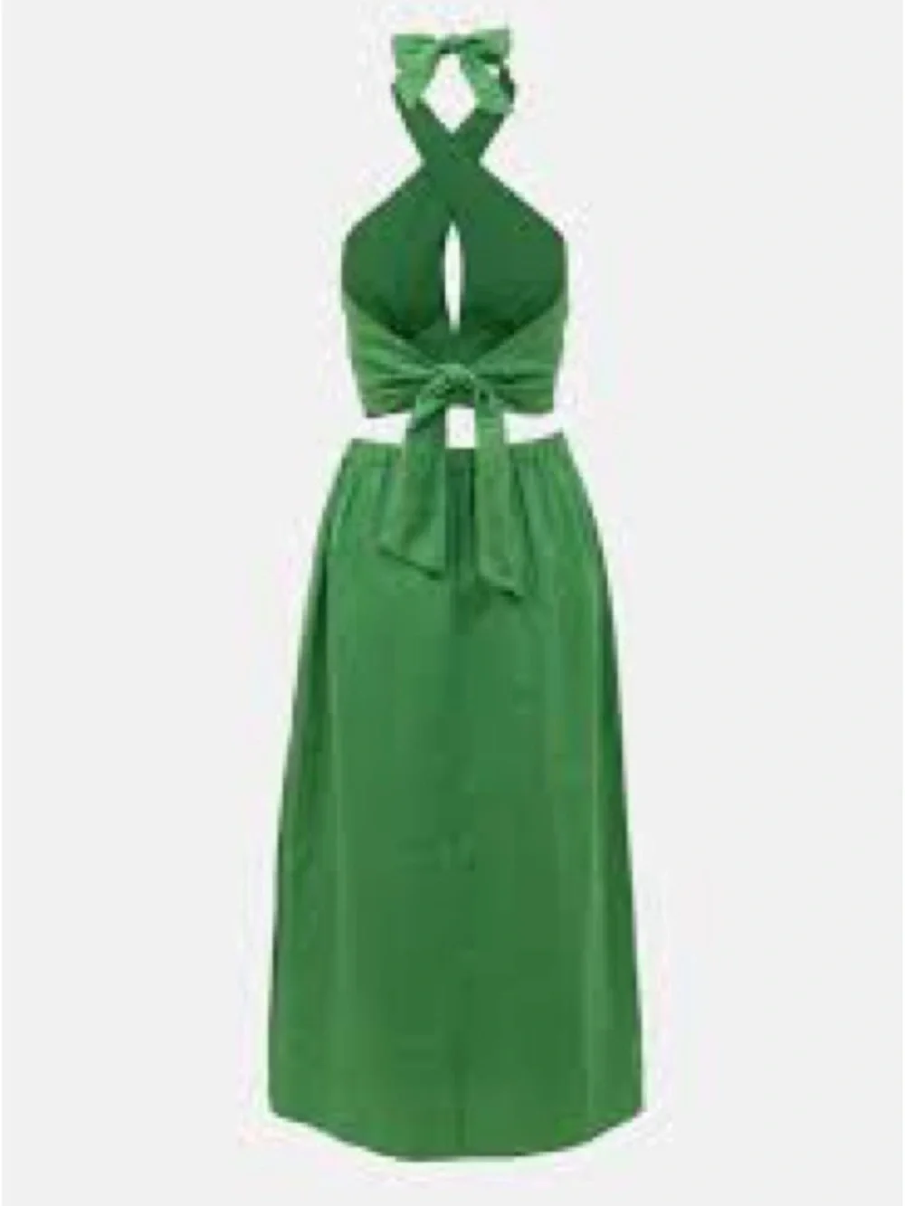 Reformation Kelly Green Linen Tulin Top & Skirt Set, Size 8 Top / Size 4 Skirt